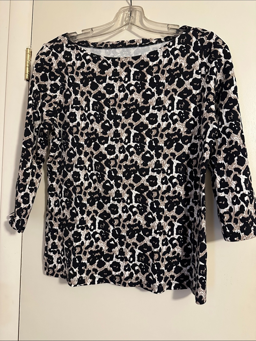 Kim Rogers Black and Cream Leopard Print Long Sleeve Top